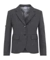 Thom Browne Check-pattern Button-up Blazer In Gray