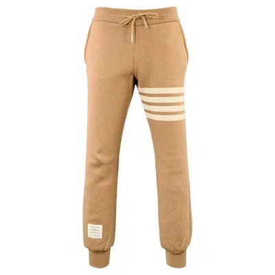 Pre-owned Thom Browne Size 0 Brown Cream Cotton Blend Stripe Casual Pants In White