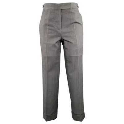 Pre-owned Thom Browne Size 2 Grey Wool Textured Flat Front Dress Pants In Gray