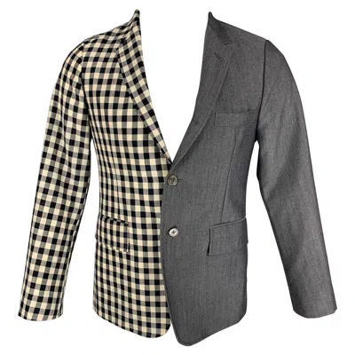 Pre-owned Thom Browne Size 38 Navy Red Checkered Wool Blend Notch Lapel Sport Coat