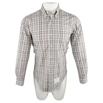 Pre-owned Thom Browne Size S Grey Plaid Cotton Button Down Long Sleeve Shirt In Gray