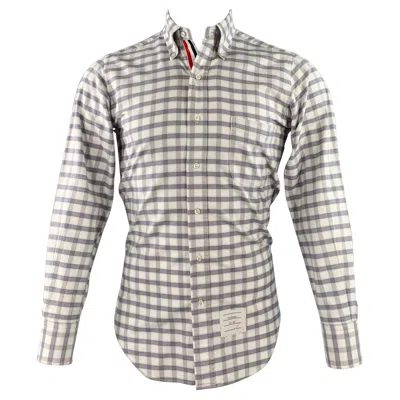 Pre-owned Thom Browne Size S Grey White Oxford Checkered Cotton Long Sleeve Shirt