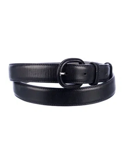 Pre-owned Thom Browne Skinny Leather Waist Belt In Black
