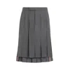 Thom Browne Asymmetric Hem Pleated Backstrap Skirt In Grey