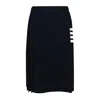 Thom Browne Pleated Striped Knitted Skirt In Navy