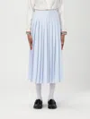 Thom Browne Awning Striped Poplin Funmix Pleated Skirt In Blue