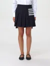Thom Browne Plain Weave 4 Bar Pleated Mini Skirt In Blue