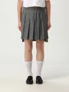 Thom Browne Pleated Tailored Skirt With Structured Waistband In Gray