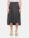 Thom Browne Pleated Grey Midi Skirt With High-low Hem In Grau