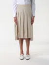 Thom Browne Back Pleated Skirt In Kaki