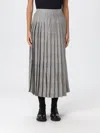 Thom Browne Houndstooth-pattern Pleated Midi Skirt In Gray
