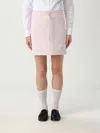 Thom Browne Cotton Mini Skirt Side Stripes In Pink