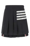 Thom Browne Back Pleated Mini Skirt With Striped Detail In Blue