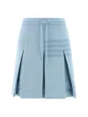Thom Browne Mini Skirt With Iconic Stripe Detail In Blue