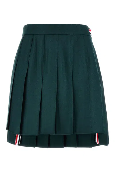 Thom Browne Flannel Mini Pleated Skirt In Green
