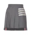 Thom Browne Plain Weave Mini Pleated 4-bar Skirt In Grey
