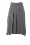 Thom Browne Medium Grey School Uniform Plain Weave Below-the-knee Pleated Skirt In Med Grey