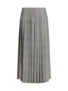 Thom Browne Houndstooth-pattern Pleated Midi Skirt In Gray