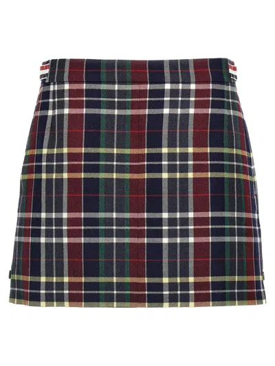Thom Browne Checked Grosgrain-trimmed Wool-twill Mini Skirt In Multicolor