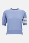 Thom Browne Sky Blue Wool T-shirt In Blue