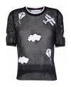 Thom Browne Sky Icons Mesh T-shirt In Black
