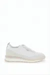 Thom Browne Sleek Low-top Sneakers With Calf Leather And Suede Overlays In White