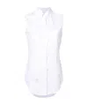Thom Browne Sleeveless Button-down Shirt In White