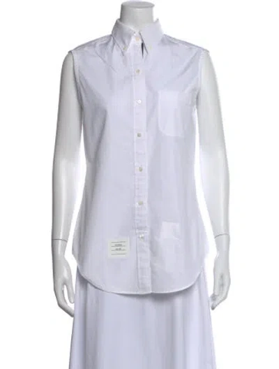 Pre-owned Thom Browne Sleeveless Button-up Top In White