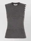 Thom Browne Sleeveless Cashmere Sweater Button Detailing