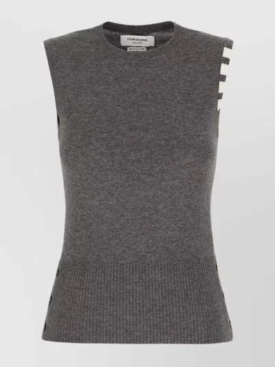 THOM BROWNE SLEEVELESS CASHMERE SWEATER BUTTON DETAILING