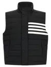Thom Browne Striped High Neck Padded Sleeveless Vest In Black