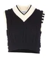 Thom Browne Cropped V Neck Pullover Vest In Black