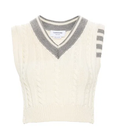 THOM BROWNE SLEEVELESS KNITTED VEST