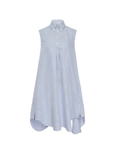 Thom Browne Sleeveless Oversized Shirt Midi Dress In Multi