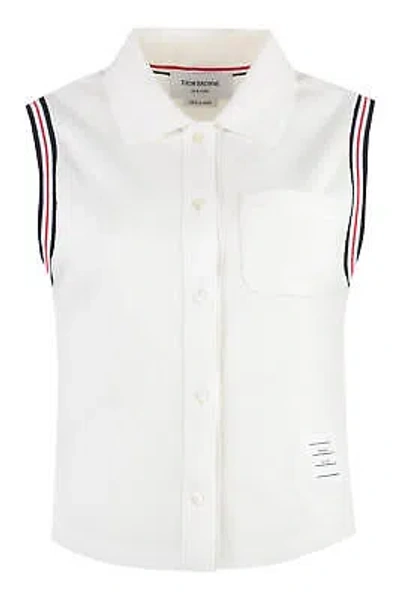 Pre-owned Thom Browne Sleeveless Polo Shirt In Cotton In White
