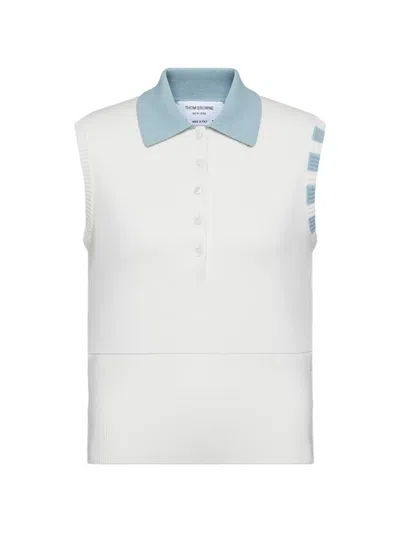 Thom Browne Sleeveless Polo Shirt In White