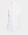 Thom Browne Classic Sleeveless Point Collar Shirt In White