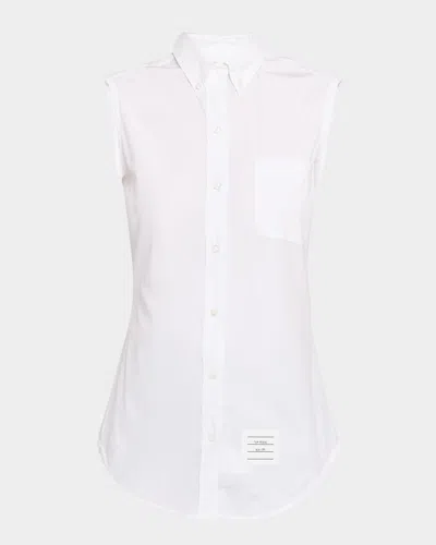 THOM BROWNE SLEEVELESS POPLIN BUTTON-DOWN SHIRT