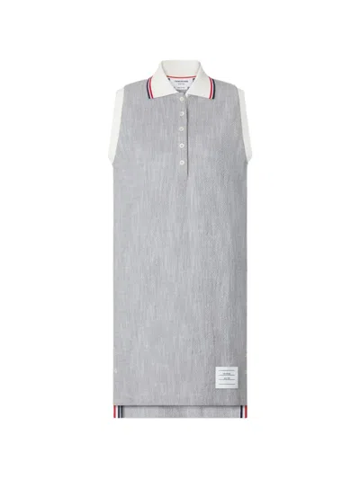 Thom Browne Cotton-blend Tweed Polo Dress In Gray