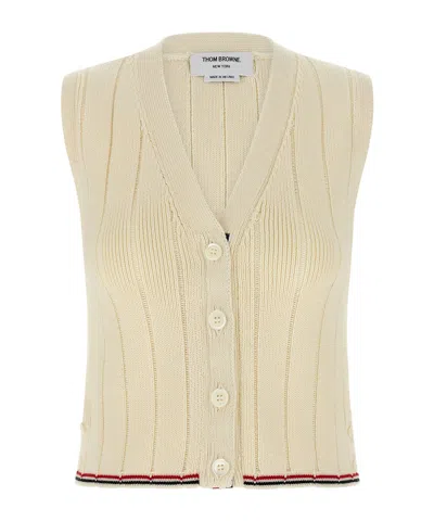 THOM BROWNE RIBBED V-NECK VEST