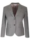 Thom Browne Slim Fit Cropped Blazer Jackets Grey In Grey
