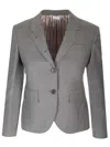 Thom Browne Slim Fit Cropped Blazer Jackets Grey In Gray