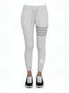 Thom Browne Slim-fit Light Grey Leggings With Ribbed Cuffs In Gray