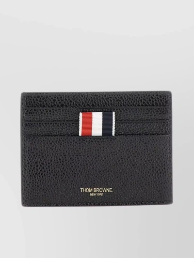 Thom Browne Slim Leather Wallet With Signature Stripe Detail In White