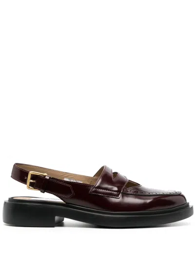 Thom Browne Slingback-strap Leather Loafers In Red