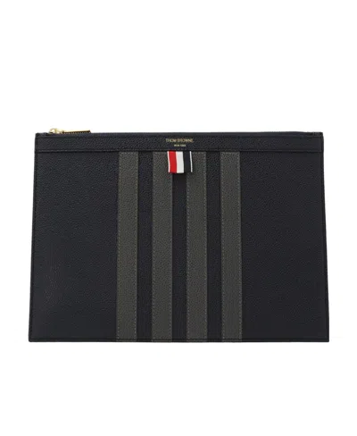 Thom Browne Small 4-bar Stripe Document Holder In Black