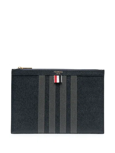 Thom Browne Small 4-bar Stripe Document Holder In Navy