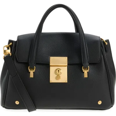 Thom Browne Small Bolton Soft Pebble Grain Leather Top Handle Bag In Black