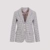 Thom Browne White Small Check Cotton Jacket In Gray