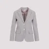 Thom Browne Checked Single-breasted Blazer In Rwbwht